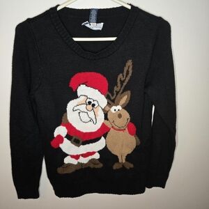Karen Scott Santa Reindeer Ugly Christmas Sweater Size Medium Petite